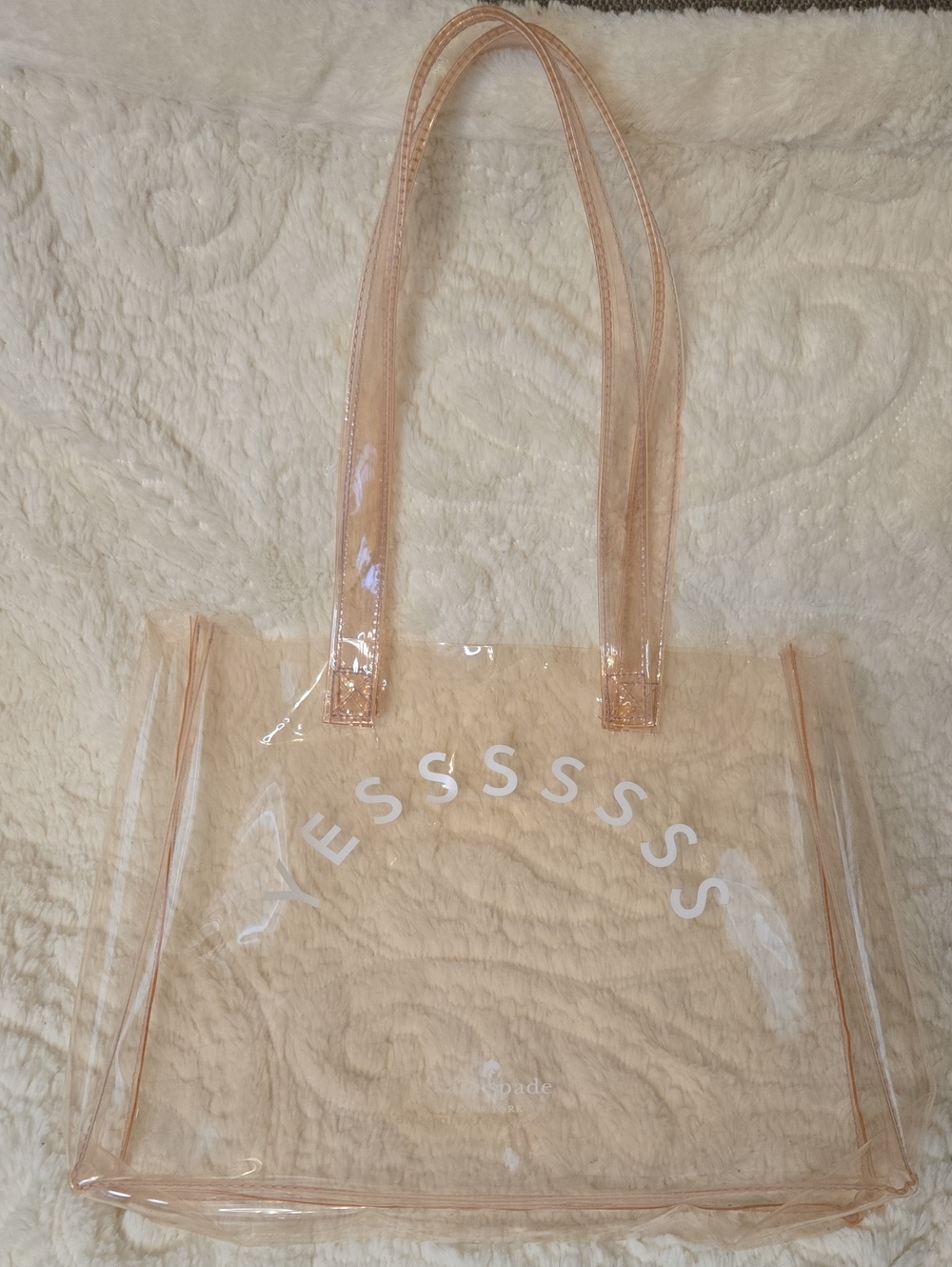 Kate Spade Clear Pink Transparent Tote Bag with 'Yessssss' Print